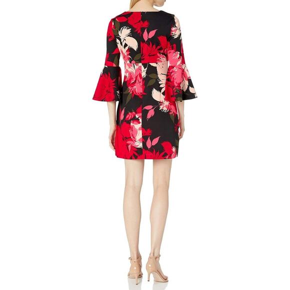 TRINA TURK SENA MINI DRESS FLORAL FLUTTERY BELLED SLEEVES SZ 2 SOPHISTICATED - Picture 2 of 16